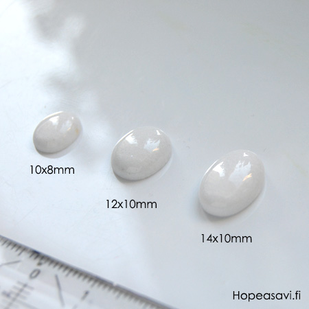 Dolomiitti Marmori, kapussi, valkoinen, soikea, 14x10mm, 1 kpl