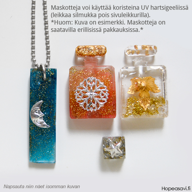  *Sesonkitarjous* Maskotti, hopeoitua messinki *Erityismalli* KUKKA (11mm), kukan keskelle voi istuttaa esim kiven (4mm), tai tipan vrjtty UV-hartsia, 2kpl