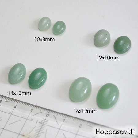 Aventuriini, vaalea vihre, vrin svy uniikki, soikea, 14x10mm, 1kpl