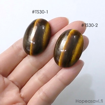Tiikerinsilm *Tarjous* Aito luonnonkivi, pyrhiottu kapussi, soikea, kuvassa TS30-2, koko 30x22mm, 1kpl