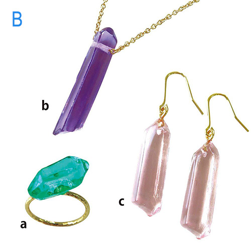  *Uutuus* Muotti, joustava ja lpinkyv, "MINERAALI B" Mineraalien muotoisia koristeita, askarteluun (UV-Led hartsi)