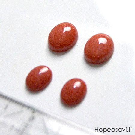  *Poistomyynti huom kiven muoto ei aivan symmetrinen* Dolomiitti Marmori, kapussi, korallin punertava, 12x10mm, 1kpl