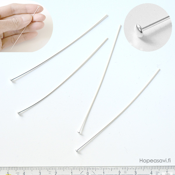 Korupiikki, Sterling hopea 925, 75mm pitk, noin 0.7mm paksu, pallop, 1kpl *TARJOUS*