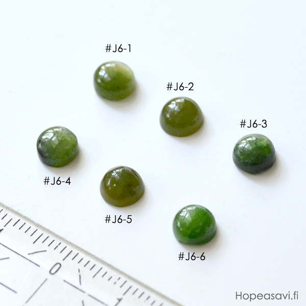 Jade, kapussi, kuvassa J6-6, pyrhiottu, pyre, 6mm, 1kpl